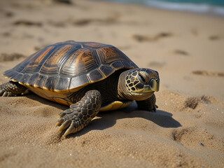 Obraz premium Sea Turtle on a Tropical Beach