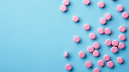 Blue background with pink pills