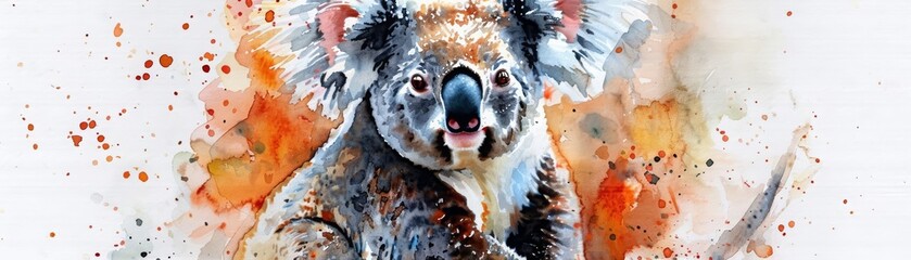Obraz premium The sweet expression of a baby koala in a lovely watercolor painting captures the heart, Clipart minimal watercolor isolated on white background