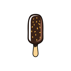 frozen chocolate ice cream with almonds vector illustration