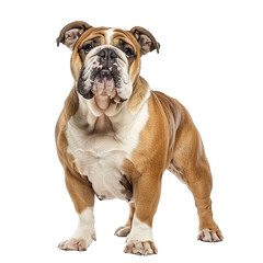 Obraz premium Sturdy English Bulldog with Fawn and White Coat.