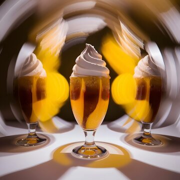 Ice cream beer flavor with toppings yelly sugar , Editorial Photography, Photography, Shot on lens, Depth of Field, Bokeh, DOF, Tilt Blur, Shutter Speed, White Balance, 32k, Super