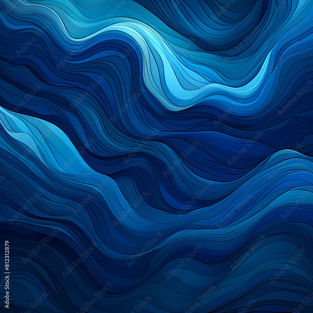 Canvas Prints Abstract digital waves in various shades of blue. 