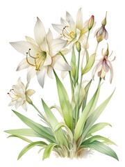 Naklejka premium Anthericum Flower Watercolor Plant Nature Art 