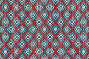 Navajo tribal vector seamless pattern. Native American ornament. Ethnic South Western decor style. Ikat Boho geometric ornament. Vector seamless pattern. Mexican blanket, rug. Woven carpet