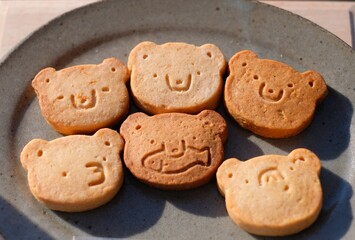 bear shaped cookies on a plate