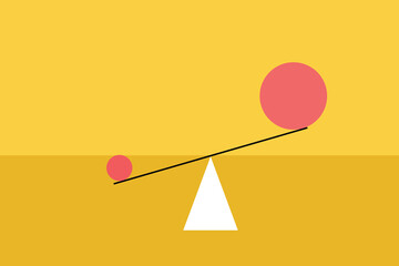 Scale balancing one big ball and small one. Concept of harmony and balance. work life balance