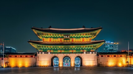 Illuminated Gwanghwamun Gate