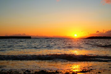 Fototapeta premium sunset on the Morito beach , Kanagawa,Japan 