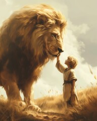 A Boy and a Lion in a Painting