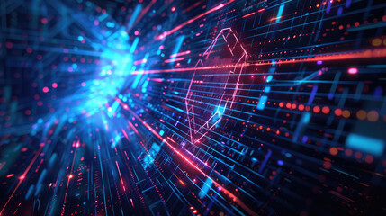 Fototapeta premium Futuristic Cyber Security Shield Background