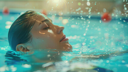 Woman Engaging in Swimming for Physical Exercise and Wellness