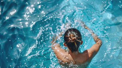 Woman Engaging in Swimming for Physical Exercise and Wellness