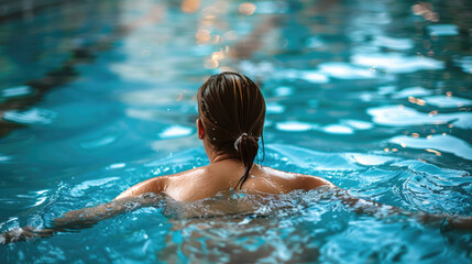 Woman Engaging in Swimming for Physical Exercise and Wellness