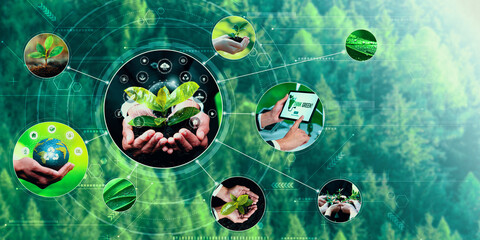 Green business ESG management tool to save world future concept model case idea to deal with bio...