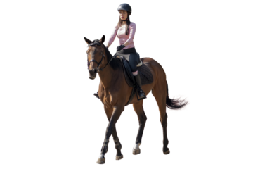 Young mexican woman riding a horse in the arena of an equestrian center