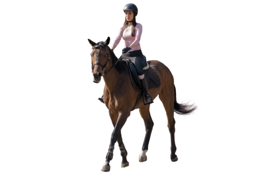 Young mexican woman riding a horse in the arena of an equestrian center