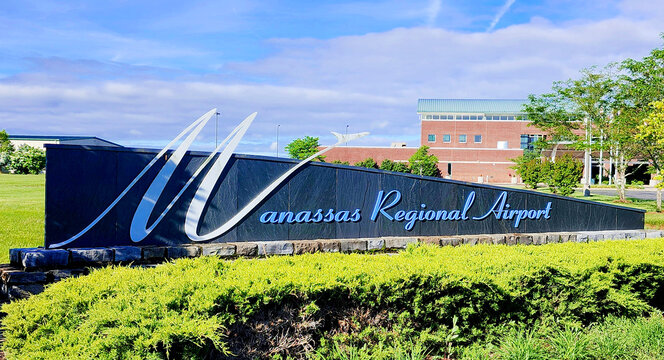 Manassas Regional Airport Sign, Manassas, Virginia, USA