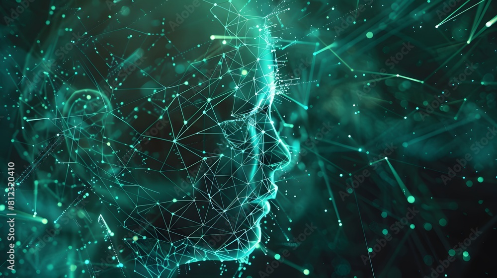 Poster big data and artificial intelligence concept. machine learning and cyber mind domination concept in 
