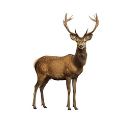 Obraz premium Isolated image of a deer, possibly a stag with antlers, standing on a cutout background