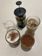 Hot drinks on the table at restaurant