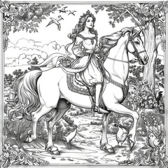 Let your child's imagination soar with this delightful winter princess coloring page. The charming princess is set in a magical snowy wonderland, ready to be brought to life with colors.