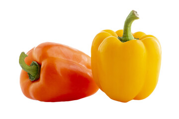 Two peppers of different colors without background