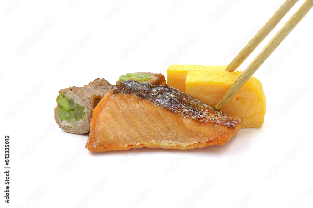 Wall mural japanese style food on a white background