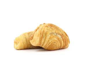 curry puff pastry isolated on white background. Snacks in Thailand.