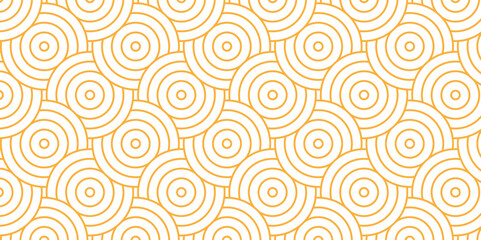 Fototapeta premium Overlapping Pattern Minimal diamond geometric waves spiral and abstract circle wave line. brown color seamless tile stripe geometric create retro square line pattern white background.