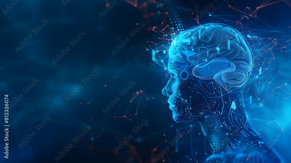 Poster big data and artificial intelligence concept. machine learning and cyber mind domination concept in 
