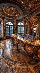 Obraz premium Art modern nouveau kitchen design, innovative, stylish concepts blending contemporary aesthetics classic art nouveau elements, creating unique inspiring spaces for culinary creativity modern living.