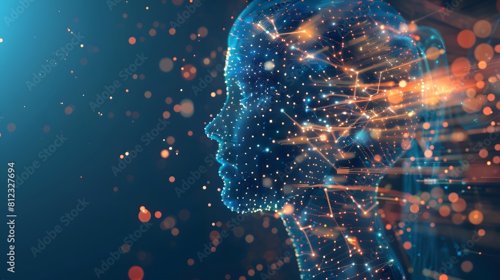 Aufkleber big data and artificial intelligence concept. machine learning and cyber mind domination concept in 