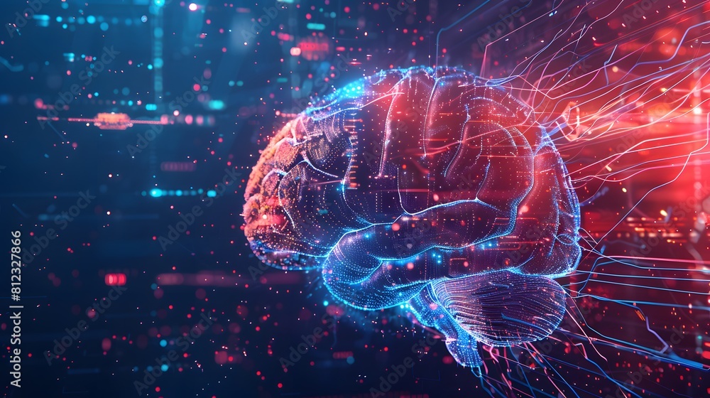 Aufkleber big data and artificial intelligence concept. machine learning and cyber mind domination concept in 