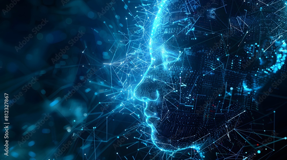 Aufkleber big data and artificial intelligence concept. machine learning and cyber mind domination concept in 