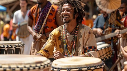 Imagine a cultural festival showcasing traditional music, dance, and cuisine from around the world, uniting people in celebration of diversity