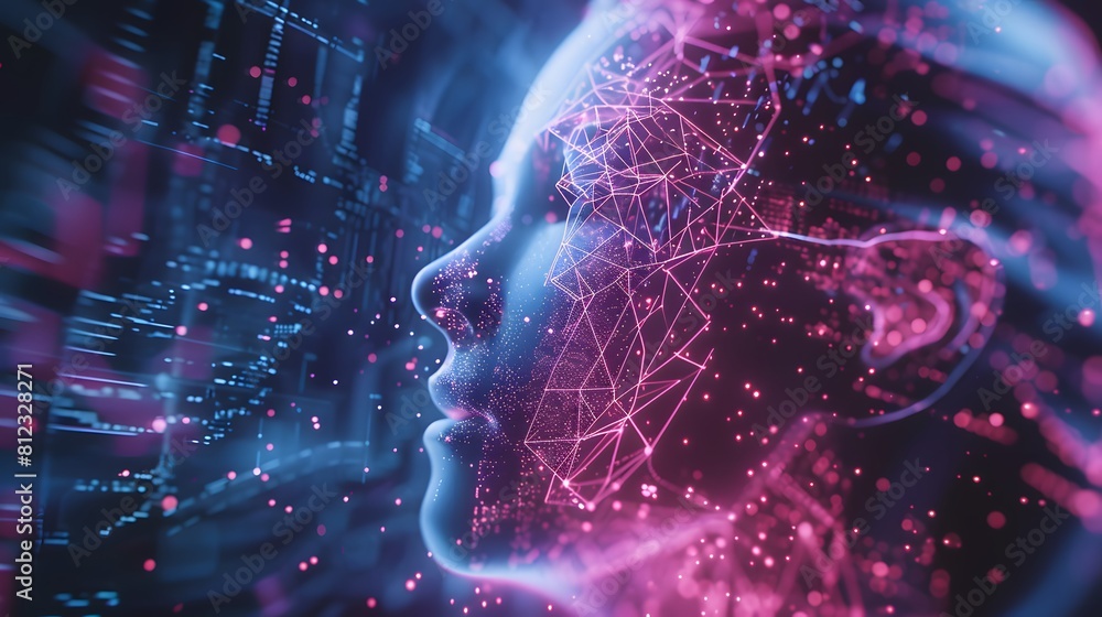 Aufkleber big data and artificial intelligence concept. machine learning and cyber mind domination concept in 