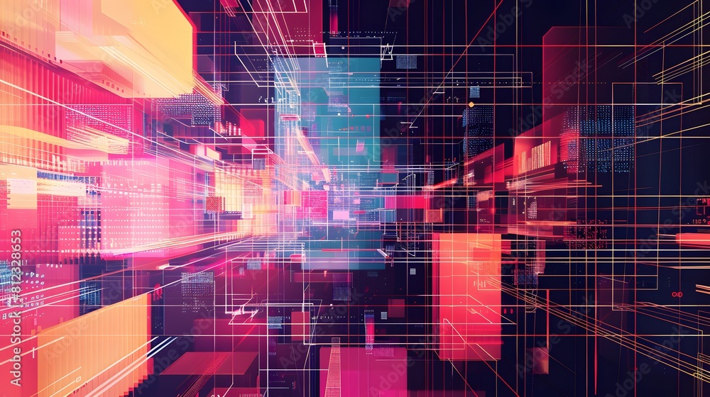 Aufkleber big data and artificial intelligence concept. machine learning and cyber mind domination concept in 