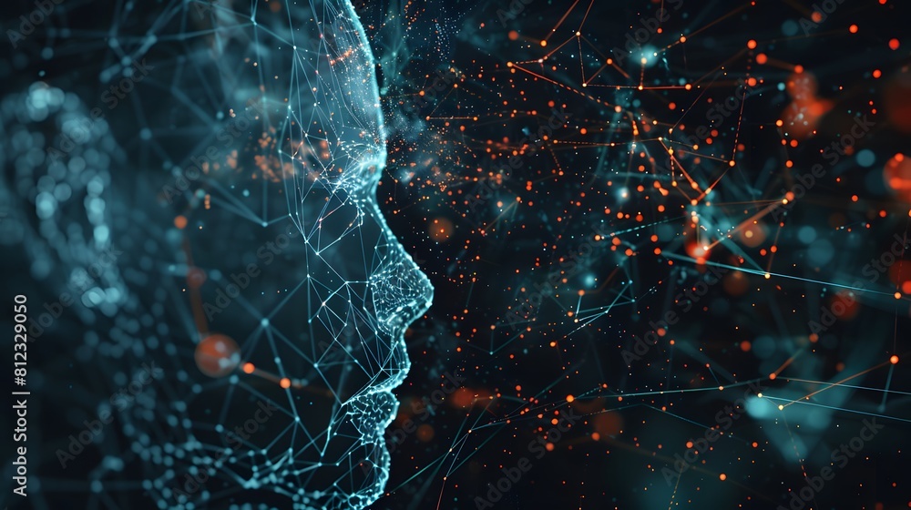 Aufkleber big data and artificial intelligence concept. machine learning and cyber mind domination concept in 