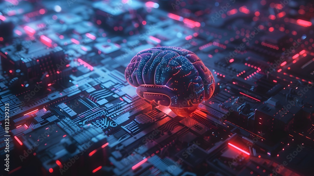 Aufkleber big data and artificial intelligence concept. machine learning and cyber mind domination concept in 