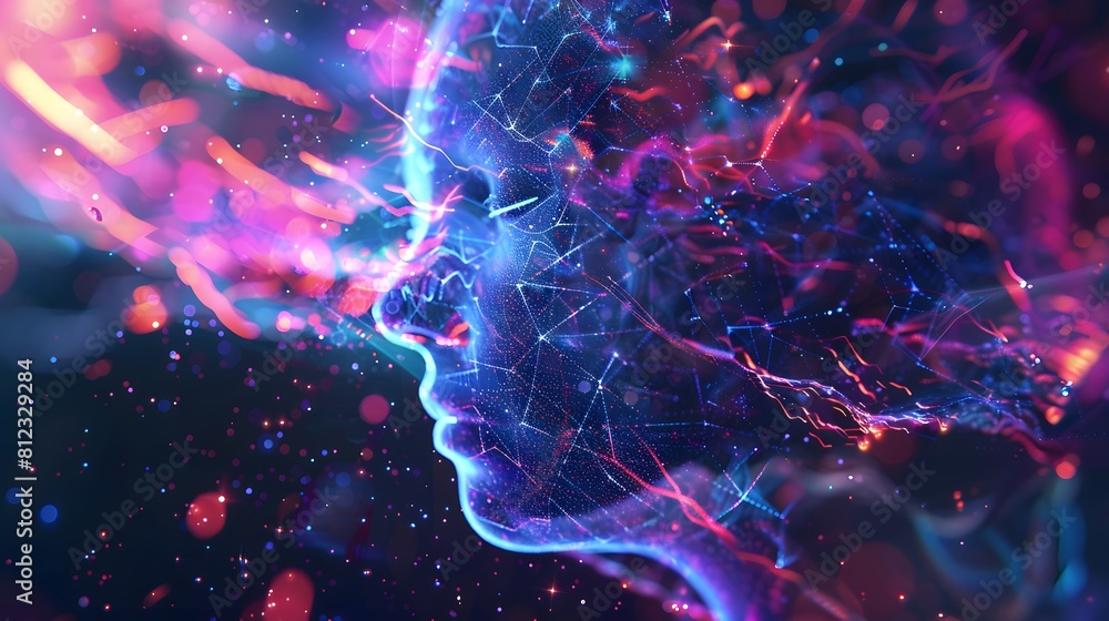Aufkleber big data and artificial intelligence concept. machine learning and cyber mind domination concept in 