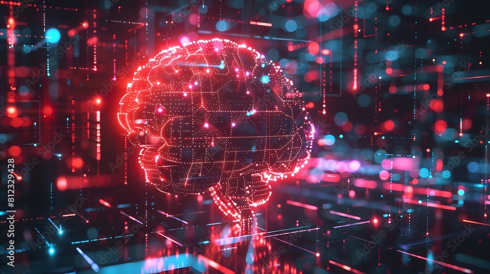 Aufkleber big data and artificial intelligence concept. machine learning and cyber mind domination concept in 