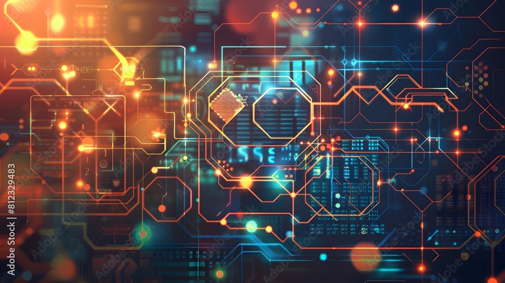 Aufkleber big data and artificial intelligence concept. machine learning and cyber mind domination concept in 