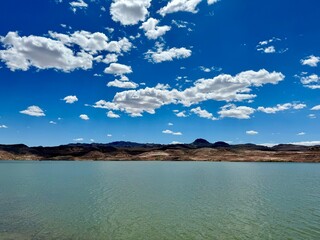 an oasis in the middle of the wild desert - a lake in the Las Vegas desert