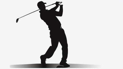 Golf Player Golfer Swinging Silhouette Logo - Generative AI