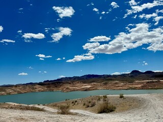 an oasis in the middle of the wild desert - a lake in the Las Vegas desert