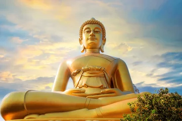 Fotobehang Boeddha Big Seated Buddha Statue (Buddha Dhammakaya Dhepmongkol) at Wat Paknam Phasi Charoen (temple) in Bangkok, Thailand  © coward_lion