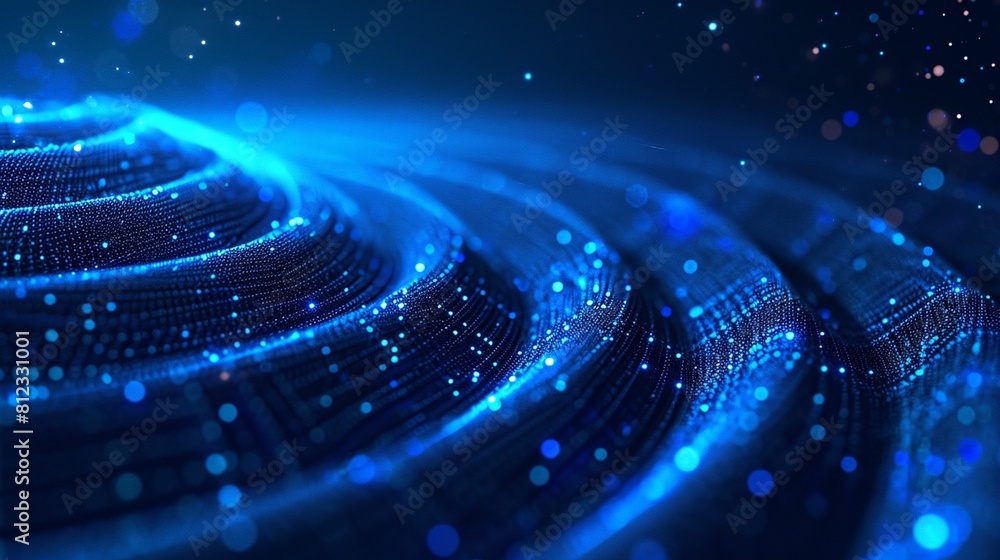 Poster blue abstract background with circles and dots