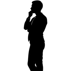 A man look up vector silhouette black colour illustration isolated white background