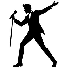 a pop singer dancing in the street with a microphone, showcasing dynamic dance moves and singing passionately